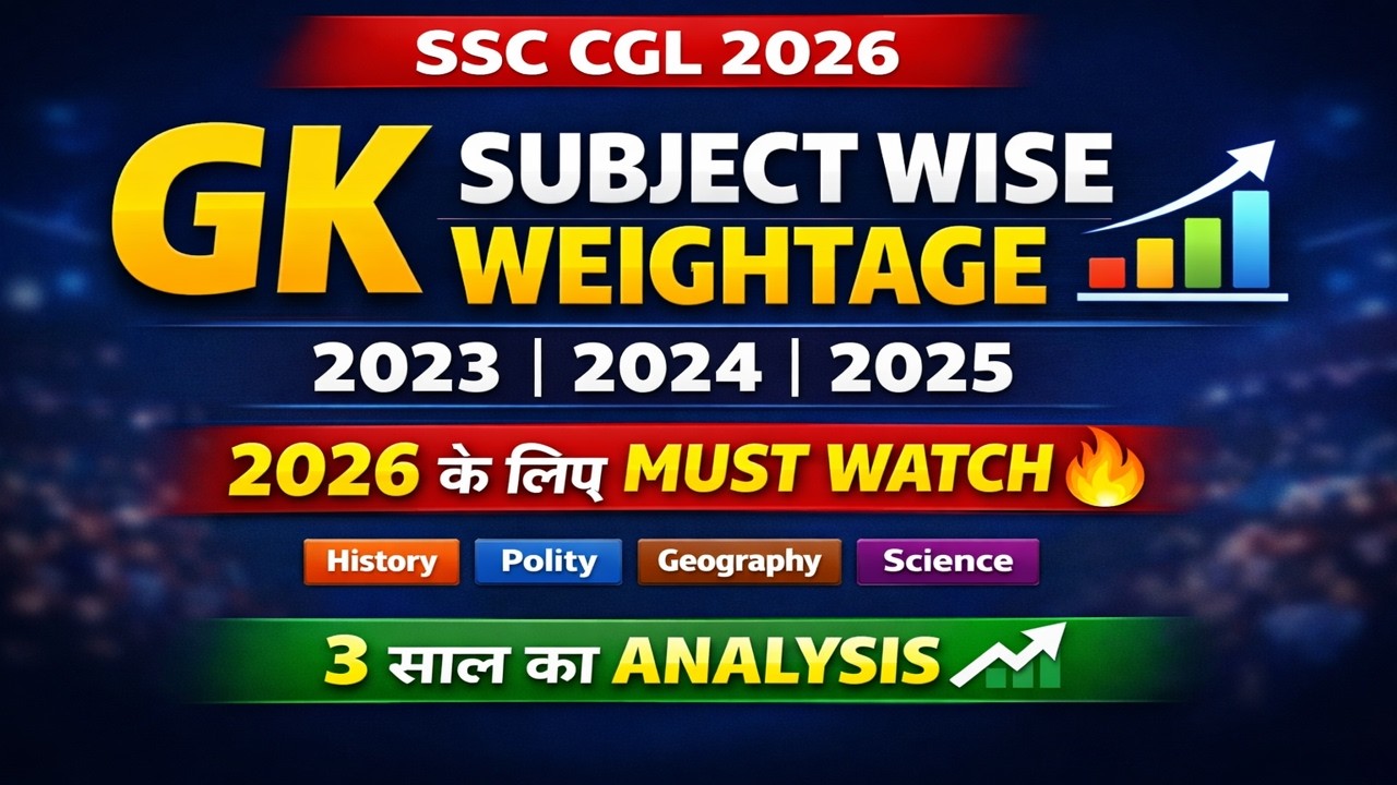 SSC CGL 2026 GK Subject Wise Weightage | 3 Years Complete Analysis