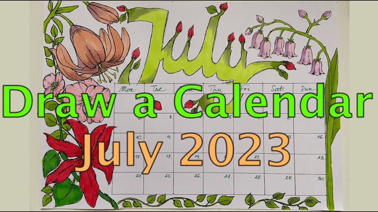 Draw a calendar July 2023 full of flowers monthly calendar #flowers #July #calendar #lipiec #2023