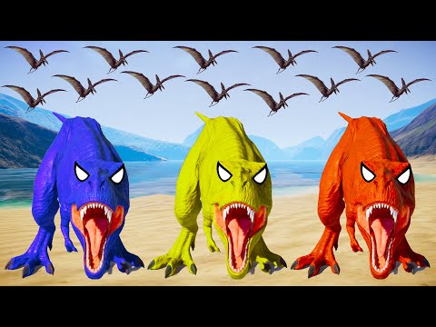 T-REX COLOR PACK vs STEGOSAURUS vs GODZILLA vs ALLORAPTOR - Jurassic World Evolution