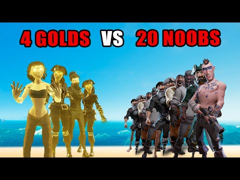 can 4 Gold Curses beat 20 Noobs? - (custom server match) - Sea of Thieves
