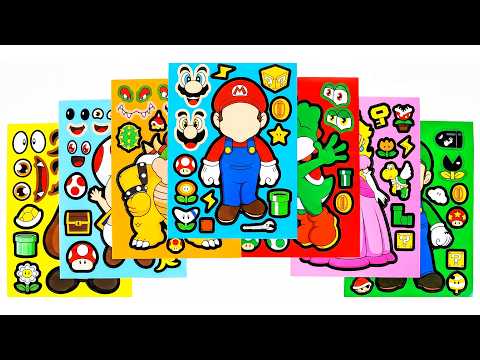 SUPER Mario Stickers! DIY Make a Face Stickers with Mario, Luigi, Peach | Learn & Play for Kids