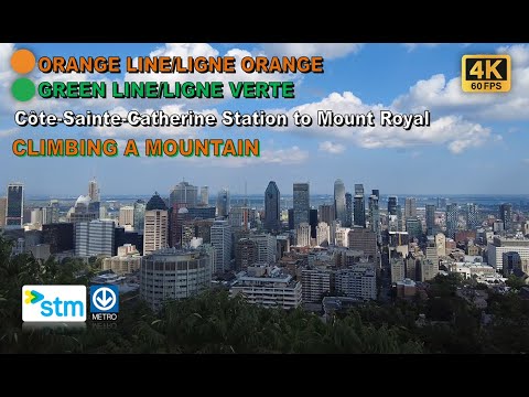 Caminhada POV do metrô de Montreal: estação Côte-Sainte-Catherine até a estação Mount Royal Via Peel [4K]