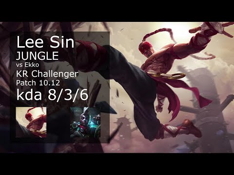 Lee Sin Jungle vs Ekko - KR Challenger 8/3/6 Patch 10.12 Gameplay // [롤] 리 신 vs 에코 정글