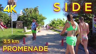 SIDE ALL HOTELS PROMENADE , Beach & Shopping / 3,5 Km Walking tour 4K TURKIYE #s