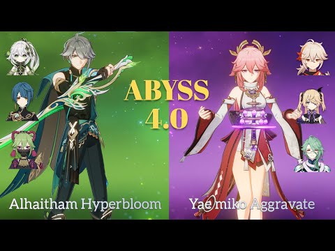 Alhaitham c0 hyperbloom & Yae miko c2 aggravate | spiral abyss 4.0 Floor 12  9 stars
