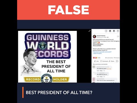FALSE: Guinness World Records names Marcos best president of all time