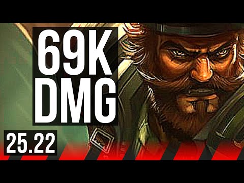 GANGPLANK vs DARIUS (TOP) | 69k DMG, 6 solo kills, Godlike, 600+ games | KR Master | 25.22