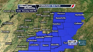 Tornado watch issued for part of WTVA viewing area on Thursday night