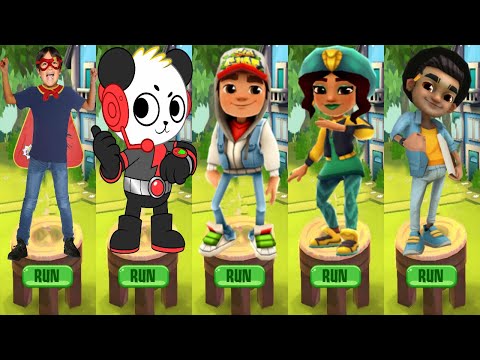 Tag with Ryan vs Subway Surfers World Tour Marrakesh All Characters Unlocked Combo Panda All Boards