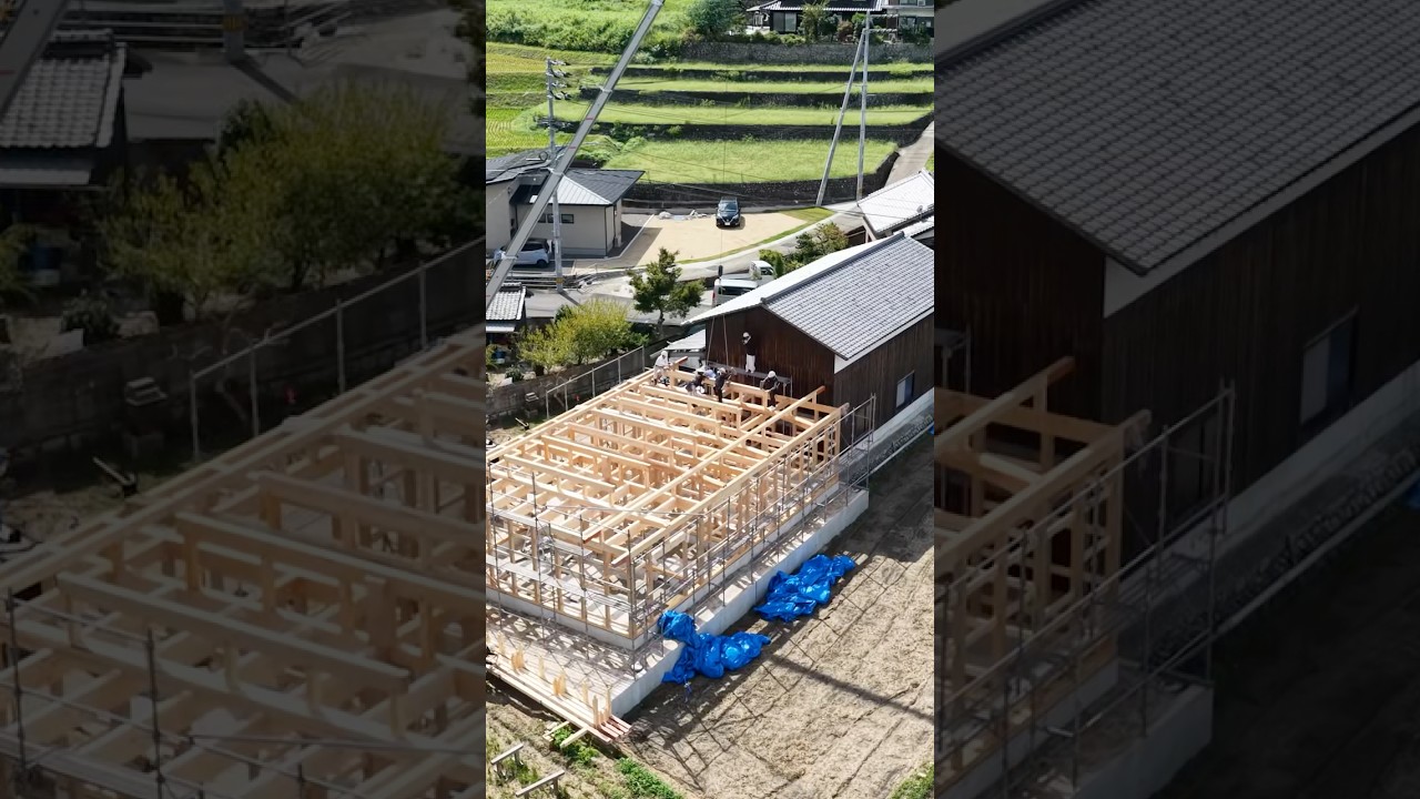 【日本伝統の建て方】#大工 #伝統建築 #餅まき #carpenter #woodworking