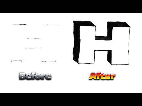 Transforming Simple Lines into a 3D Letter H | Easy Drawing Tutorial