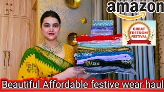 Amazon Great Freedom Festival sale upto 80%off wear Saree & Jewellery set haul @PoojaRikichoyal