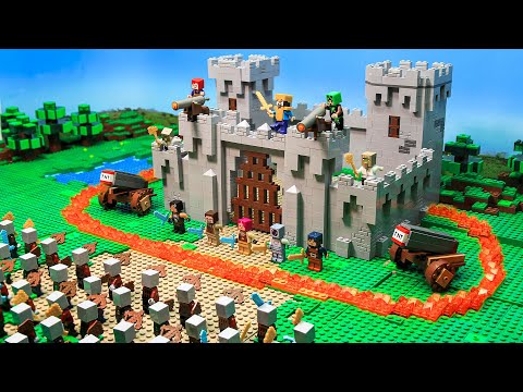 Security Build Hack vs Pillagers | The best Defence Village - LEGO Minecraft Animation