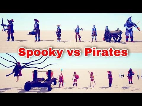 Spooky team vs Pirates team Totally Accurate Battle Simulator TABS