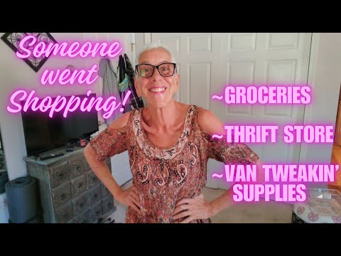 SHOPPING DAY!  THRIFT STORE FINDS, HEALTHY GROCERY HAUL AND GATHERING THINGS TO FIX UP MY CAMPERVAN!