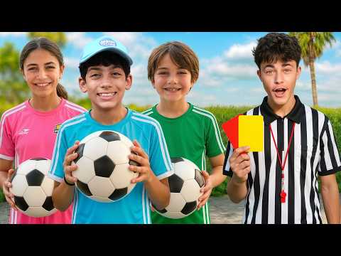 Jason Plays Football Match and Soccer Challenges with Kids