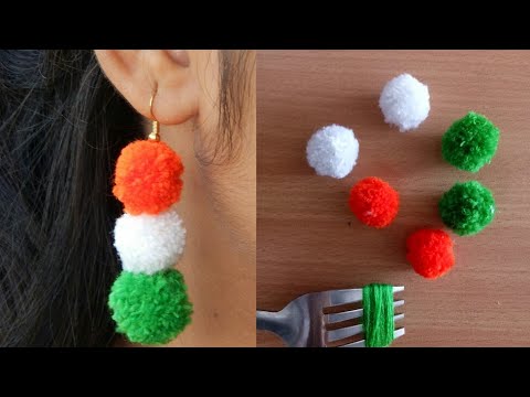 Pom pom earrings/How to make pom poms/Making pom earrings/DIY earrings/How to make earring/ Pom pom Video