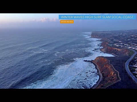 Massive Winter Waves begin crashing along Southern CA Coast | Drone Aerial
