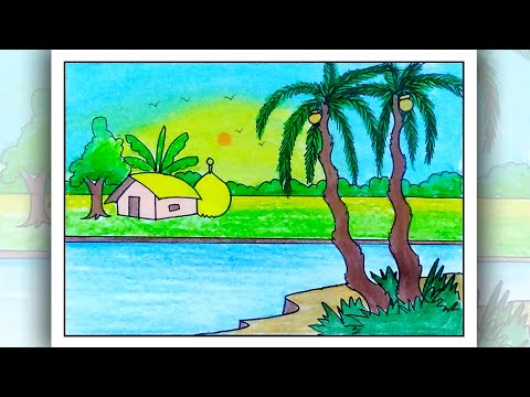 How to draw winter season scenery step by step