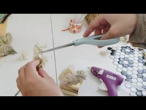 Dried Floral Corsage with Sola Wood Flowers and bunny Tails