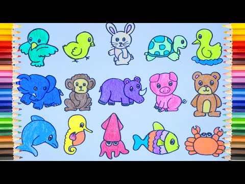 DRAW 15 ANIMALS One By One ! Learning and Drawing Easy For Toddlers