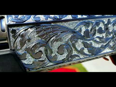 Hand Engraved Shotgun. Skulls, Scrolls, and Spiderwebs
