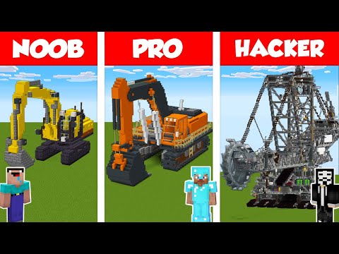 Minecraft NOOB vs PRO vs HACKER: EXCAVATOR HOUSE BUILD CHALLENGE in Minecraft / Animation