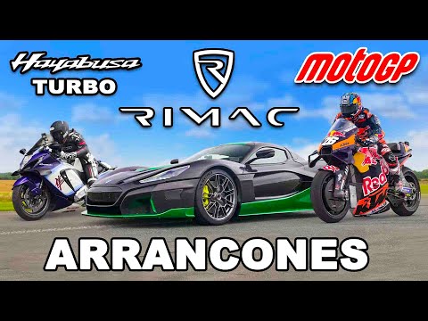 Moto de MotoGP vs Rimac Nevera vs Turbo Hayabusa: ARRANCONES
