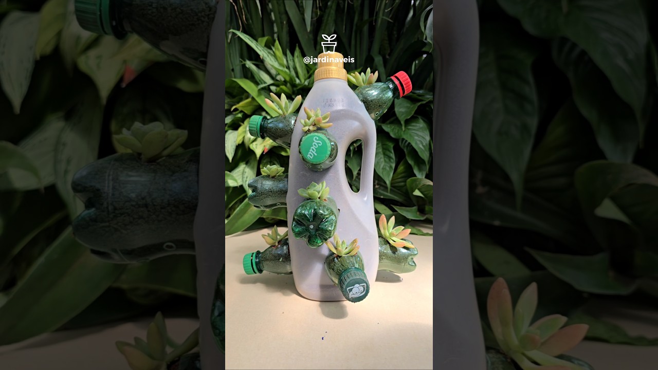 #diy ♻️ Transformando GARRAFA de amaciante em um JARDIM PORTÁTIL! #reciclagem #façavocêmesmo