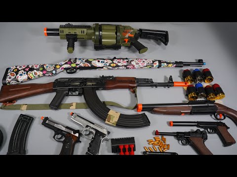 AK47 and Kar98k Sniper Airsoft Toy Gun Nerf Gun M32 Grenade Launcher - Realistic Toy Guns Collection
