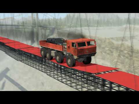 Long Suspension bridge Testing - Big Rig Truck - BeamNG Drive