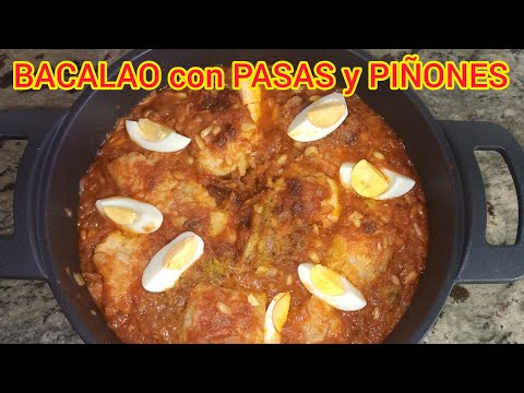 BACALAO con PASAS y PIÑONES