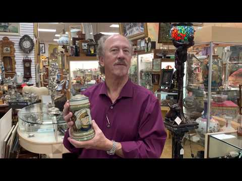 Antique Bismarck Mettlach 1794 Etched German Beer Stein Signed Warth 1896