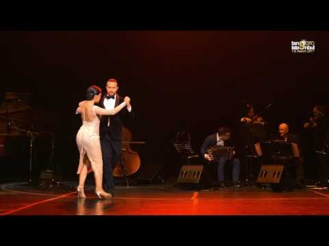  Francesca del Buono  and  Giampiero Cantone  are  dancing  to  the  tango  "  Gallo Ciego  "  by  Solo Tango Orquesta  at  TanGO TO Istanbul  in  2017