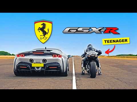 TEENAGER ON 1L DRAG BIKE vs 1000BHP HYPER CAR