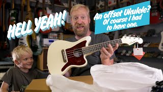 Video thumbnail for Fender Fullerton Jazzmaster Ukulele - Unboxing/First impressions - EFFECTS! FUZZ - DELAY - ETC. by 60 Cycle Hum
