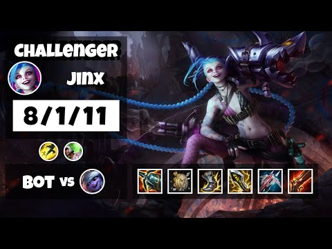 Jinx 11.10 Gameplay Challenger Replay Bot Lane - S11 (8/1/11) - NA