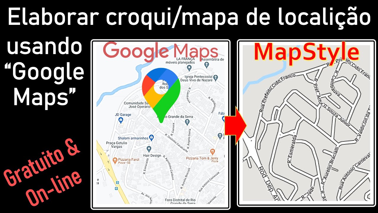 Criar mapa/croqui de localização usando o MapStyle (estilizador do Google Maps). Gratuito e on-line.