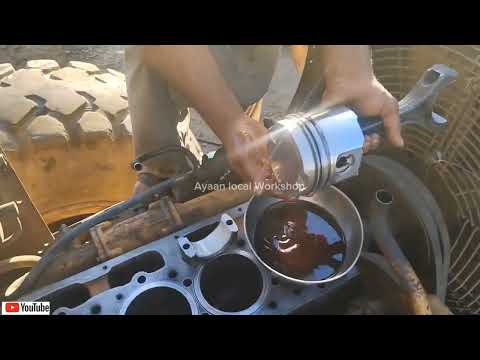 diesel engine caterpillar 4cylinder piston ring gap and install liners ring pistons.