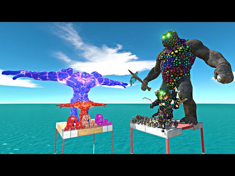 Big Lava Golem Family Falling and Fight Star King Kong + Star Mutant Primates - ARBS
