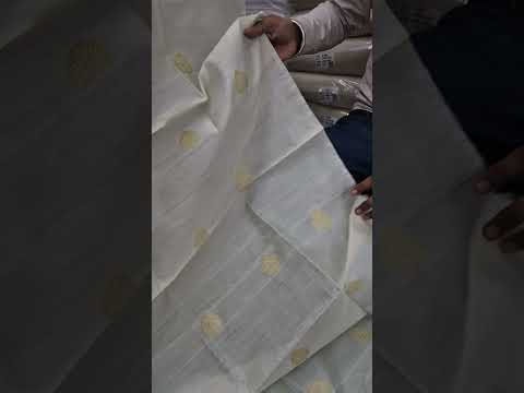 White banarasi chiniya silk jacquard fabric