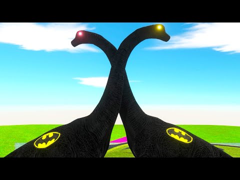 BATMAN BRACHIOSAURUS vs BATMAN BRACHIOSAURUS DEATH FALL - Animal Revolt Battle Simulator