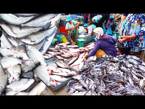 Busy Fish Market Early Morning, Psar Chhbar Ampov Market In The Morning
