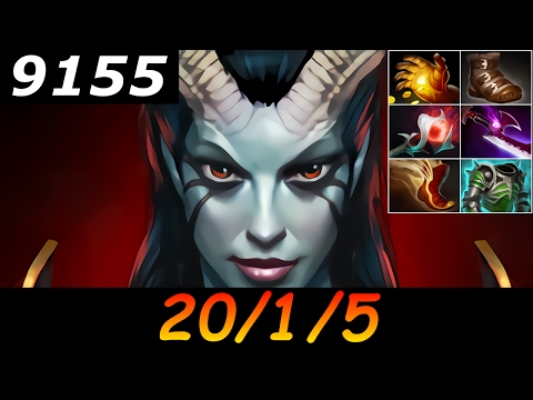Dota 2 Queen of Pain 9155 MMR 20/1/5 (Kills/Deaths/Assists) Ranked Full Gameplay