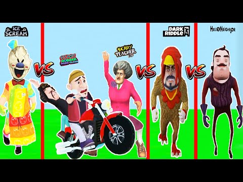 EN KOMİK KÖTÜ KARAKTER KAPIŞMASI 😱 Dark Riddle - Scary Teacher -Ice Scream Challenge