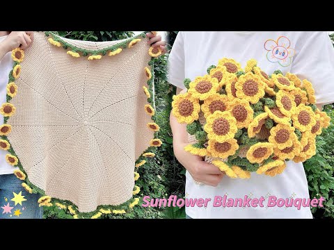 Crochet Sunflower Blanket Bouquet 🌻 | Crochet Flower Blanket For Beginners