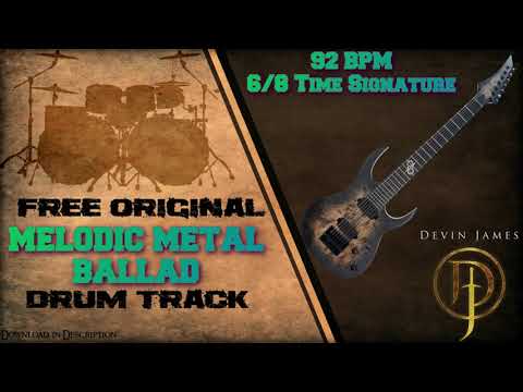 Melodic Metal Ballad Styled Free Original Drum Track - 92 BPM (FREE WAV DOWNLOAD)