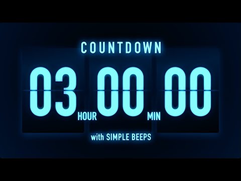3 Hours Countdown Timer 🔵 Flip Clock with Simple Beeps