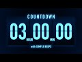 3 Hours Countdown Timer Flip Clock With Simple Beeps
