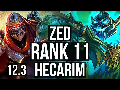 ZED vs HECARIM (JNG) | Rank 3 Zed, 23/3/12, Legendary, Rank 11 | KR Challenger | 12.3
